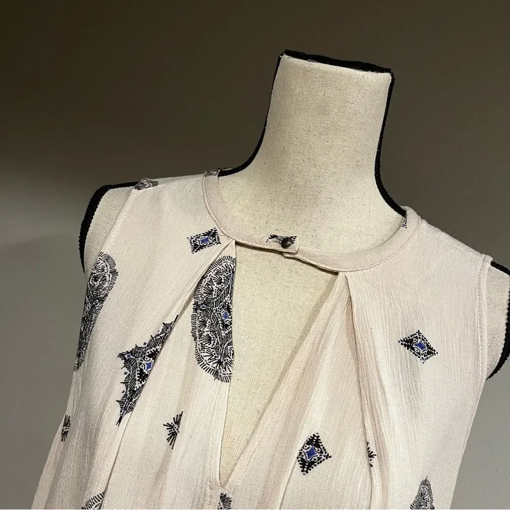 FREE PEOPLE SWING Ivory Medallion Print Tunic Mini Dress Boho Festival‎